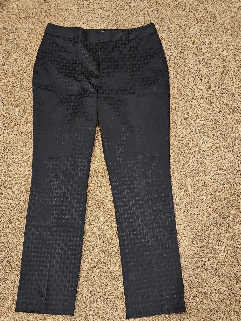 Black Patterned Women's Dress Pants